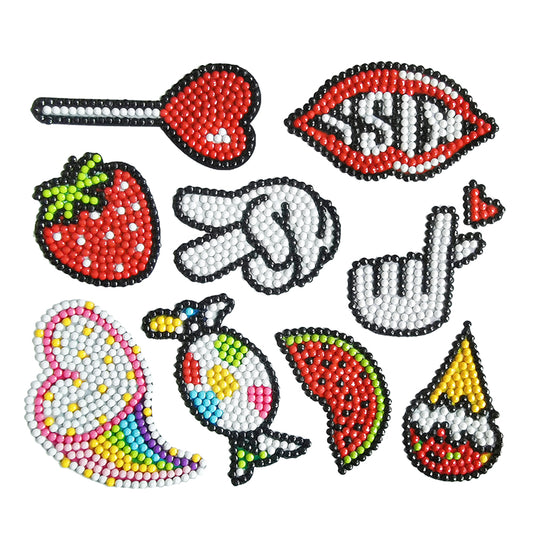 9pcs 5D Fruit Candy Diamond Painting Stickers Kit Rhinestone Bead Cup Decor