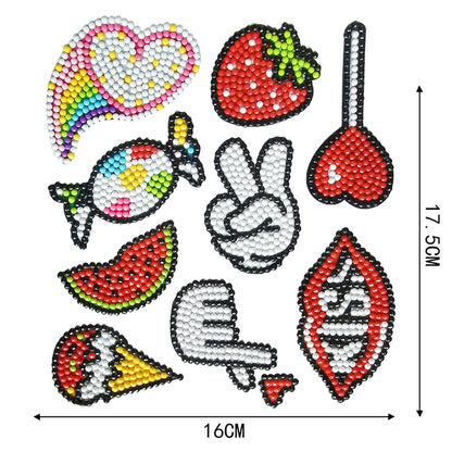 9pcs 5D Fruit Candy Diamond Painting Stickers Kit Rhinestone Bead Cup Decor