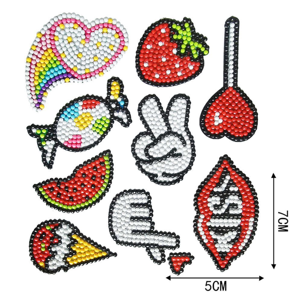 9pcs 5D Fruit Candy Diamond Painting Stickers Kit Rhinestone Bead Cup Decor