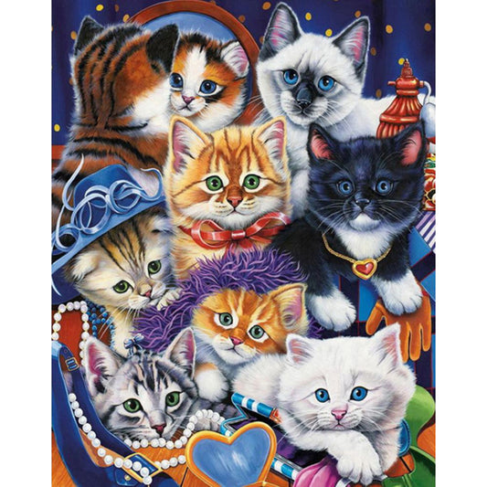 Cats - Full Round Drill Diamond Painting 30*40CM