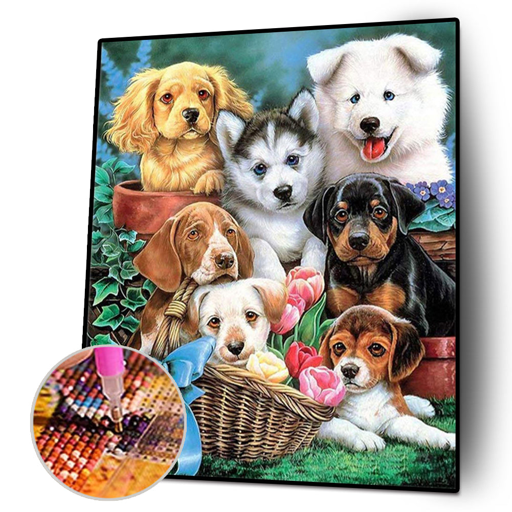 Dogs - Full Round Drill Diamond Painting 30*40CM