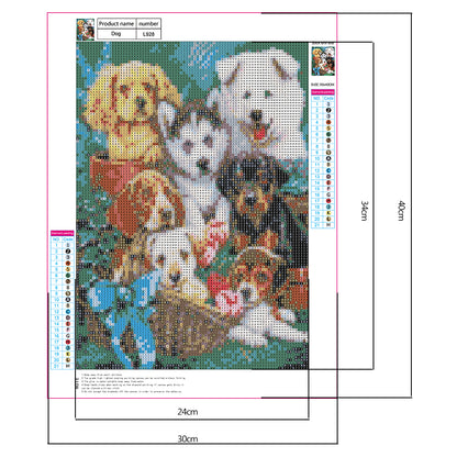 Dogs - Full Round Drill Diamond Painting 30*40CM