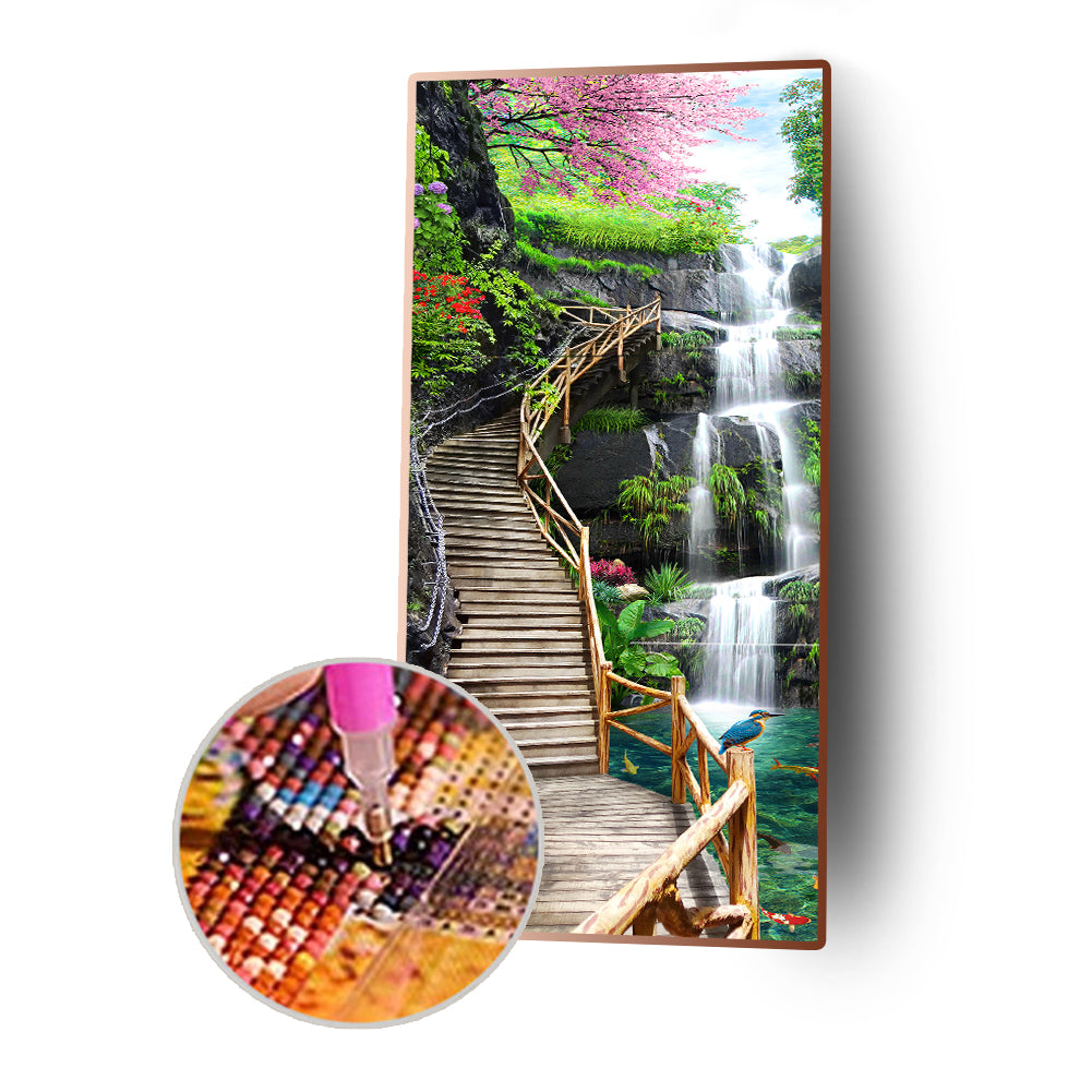 Waterfall Trestle - Full Round Drill Diamond Painting 40*80CM