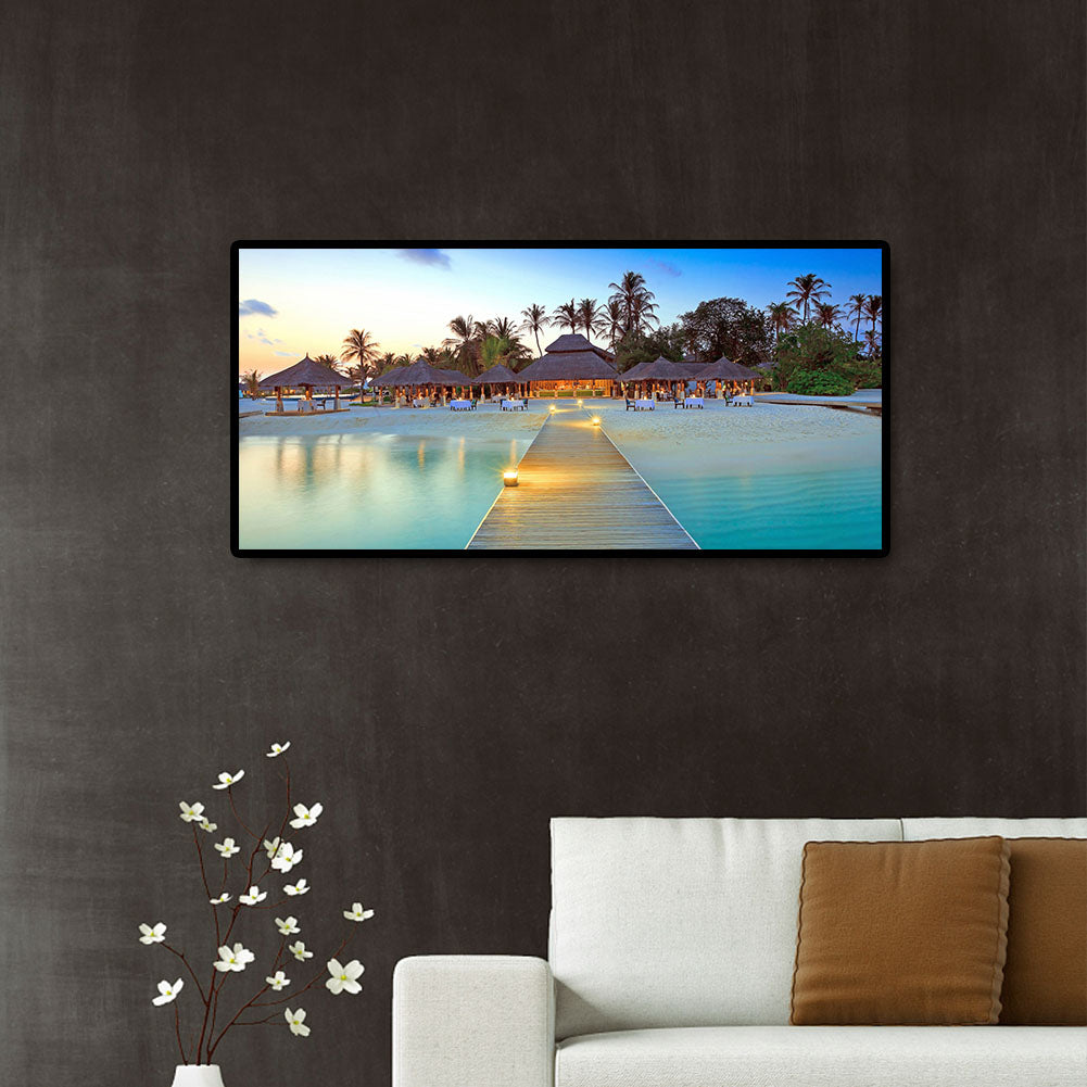 Beach Villa - Full Round Drill Diamond Painting 80*40CM