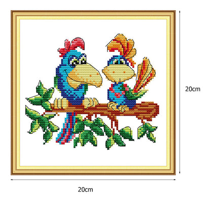 Parrots - 14CT Stamped Cross Stitch 20*20CM