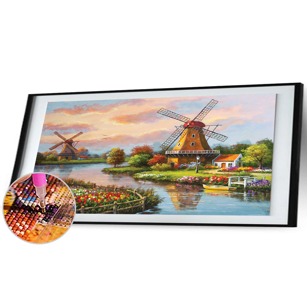 Windmill - Full Round Drill Diamond Painting 80*40CM