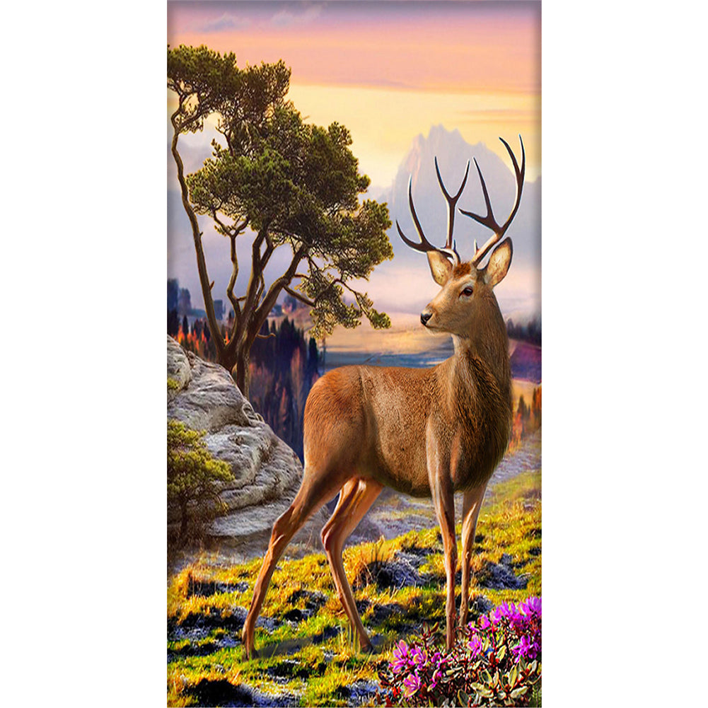 Deer - Full Round Drill Diamond Painting 45*85CM