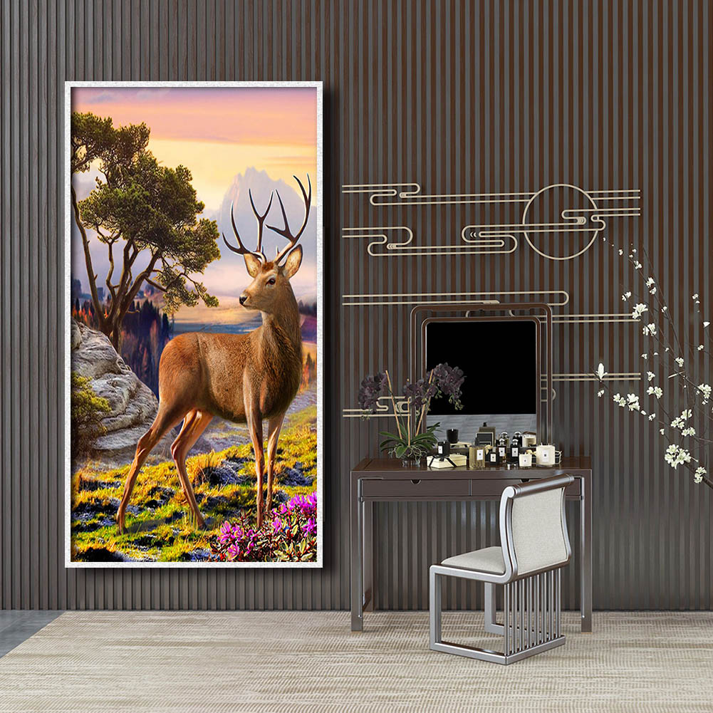 Deer - Full Round Drill Diamond Painting 45*85CM