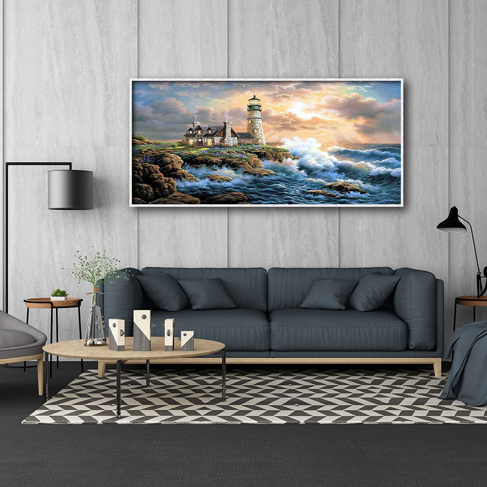 Coast Light - Full Round Drill Diamond Painting 80*40CM