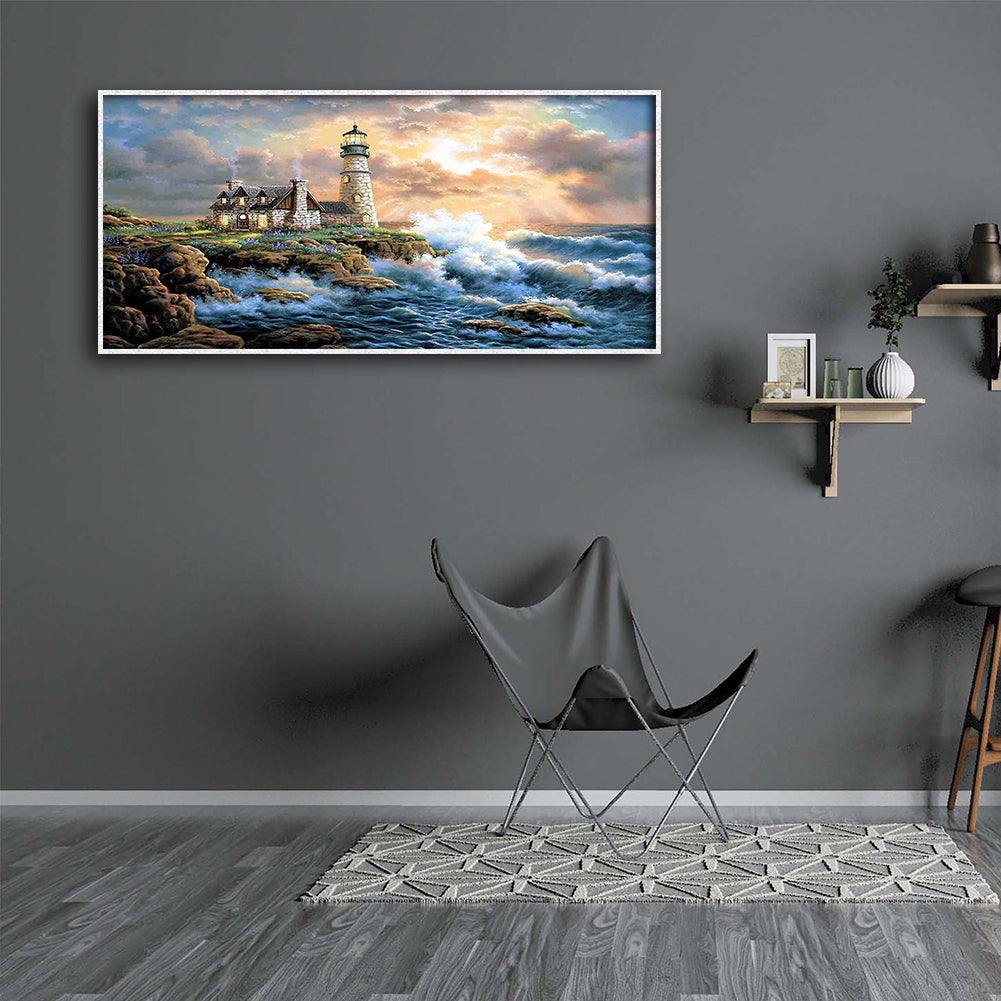 Coast Light - Full Round Drill Diamond Painting 80*40CM