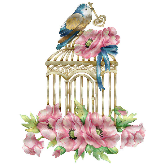 Birdcage - 14CT Stamped Cross Stitch 32*40CM