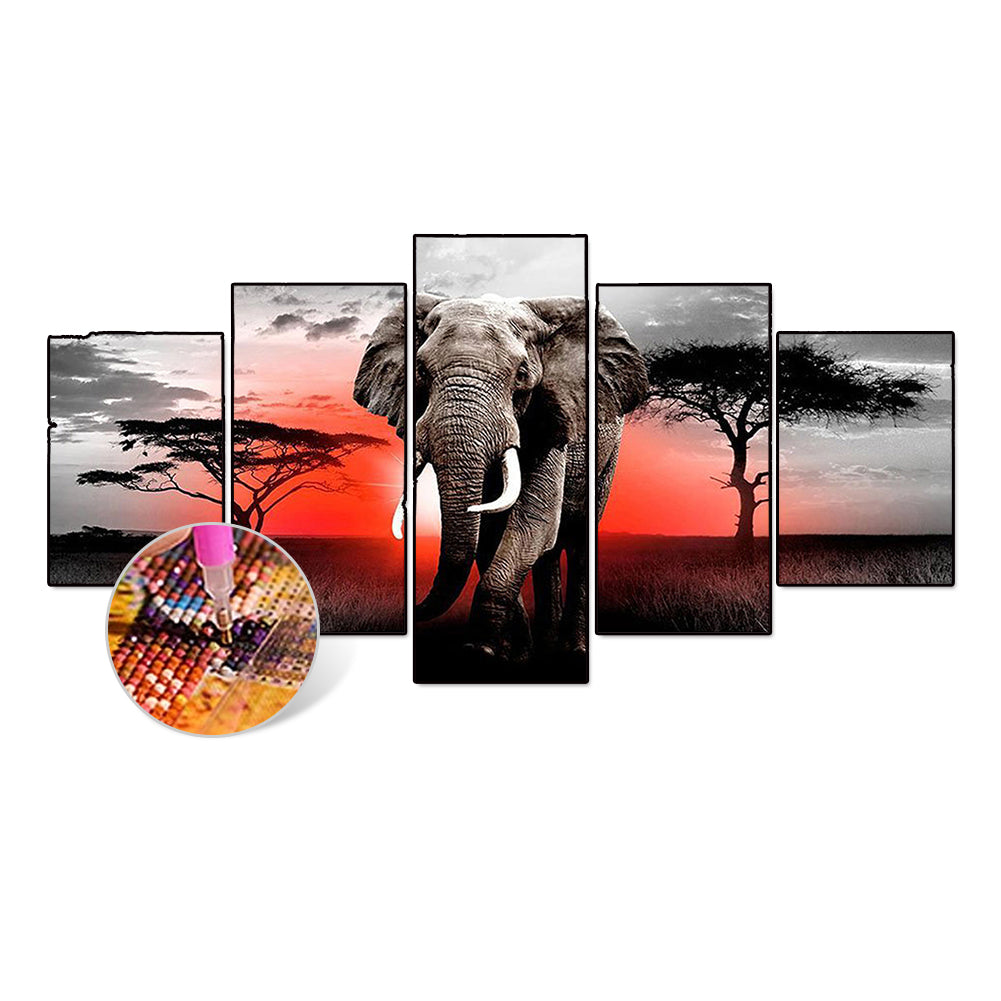 Elephant - Full Round Drill Diamond Painting 103*45CM