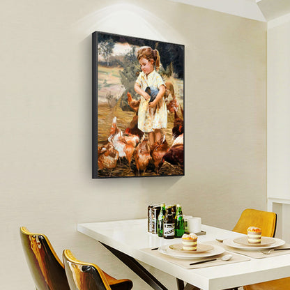 Feeding Chicken - Full Round Drill Diamond Painting 30*40CM