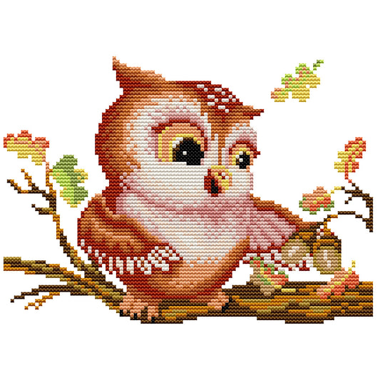 Owl - 14CT Stamped Cross Stitch 27*19CM