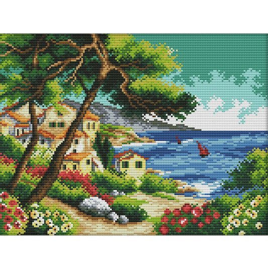 Seaside- 14CT Stamped Cross Stitch 36*29CM