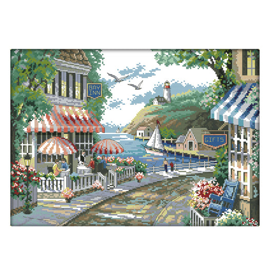 Seaside Cafe - 14CT Stamped Cross Stitch 44*33CM