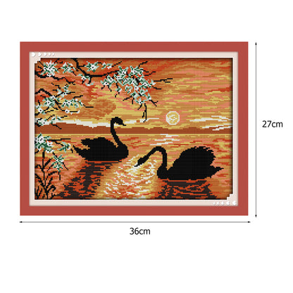 Swan Lake - 14CT Stamped Cross Stitch 36*27CM