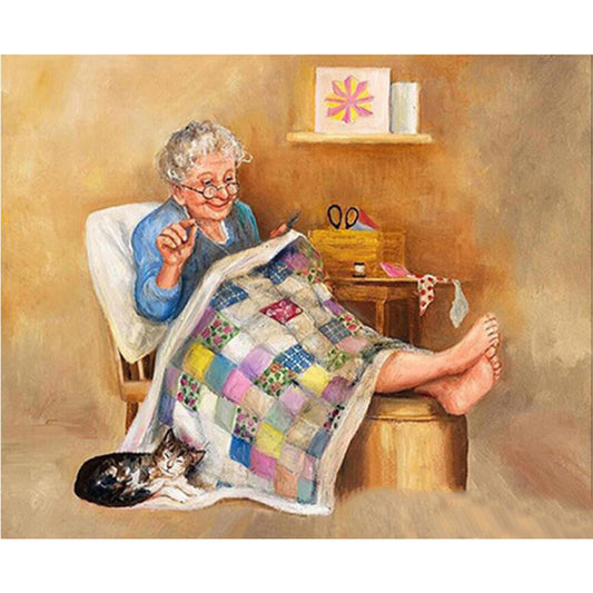 Grandma - Full Round Drill Diamond Painting 40*30CM