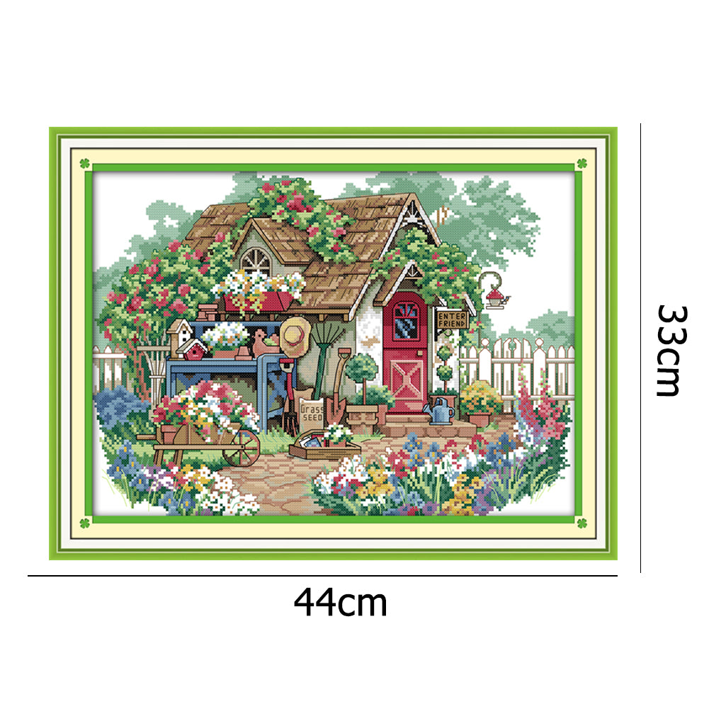 Flower Cottage - 14CT Stamped Cross Stitch 44*33CM