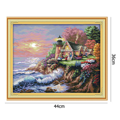 Seaside Lighthouse - 14CT Stamped Cross Stitch 44*36CM