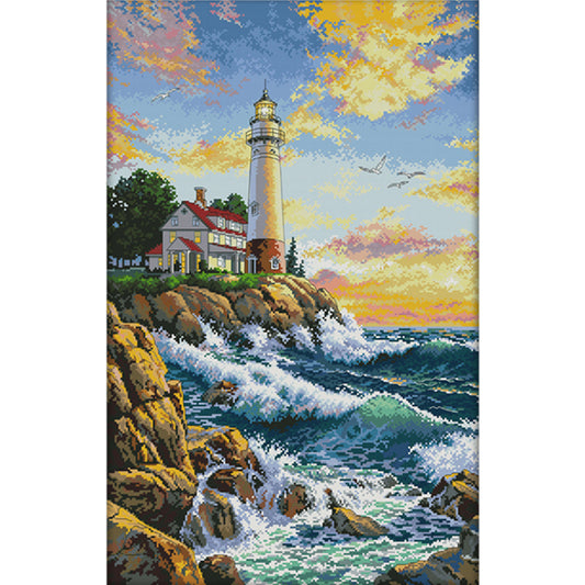 Lighthouse Sea - 14CT Stamped Cross Stitch 65*44CM