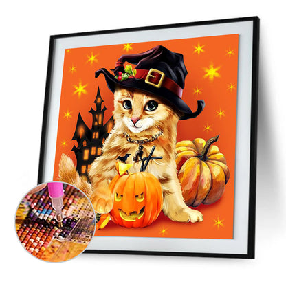 Halloween Cat - Full Round Drill Diamond Painting 30*30CM