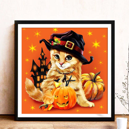 Halloween Cat - Full Round Drill Diamond Painting 30*30CM