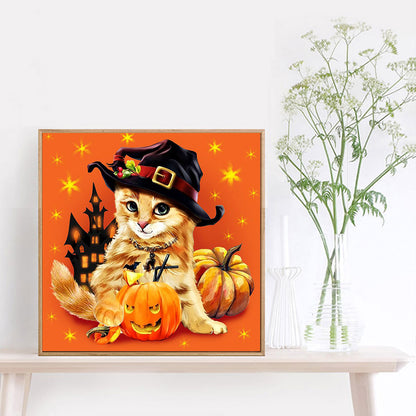 Halloween Cat - Full Round Drill Diamond Painting 30*30CM