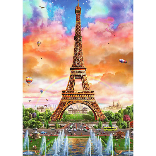 Eiffel Tower - Full Round Drill Diamond Painting 30*40CM