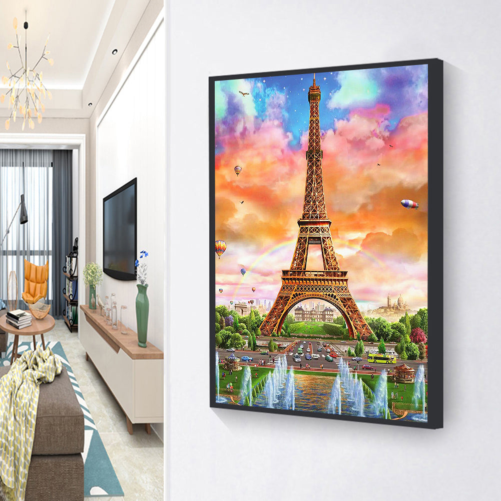 Eiffel Tower - Full Round Drill Diamond Painting 30*40CM