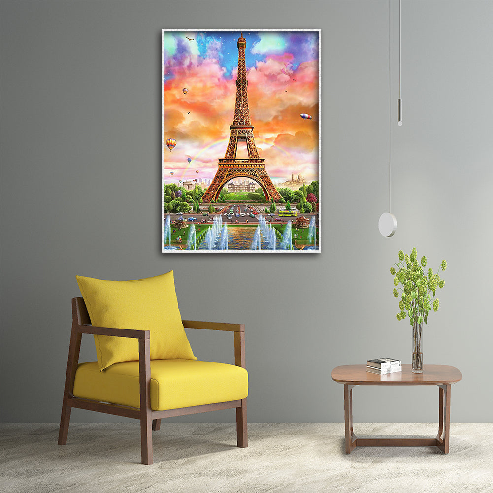 Eiffel Tower - Full Round Drill Diamond Painting 30*40CM