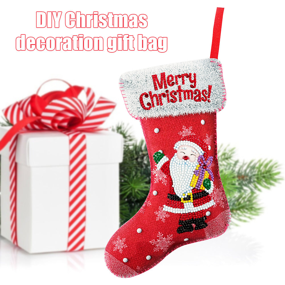 Christmas Stockings DIY Diamond Painting Mosaic Crafts Apple Candy Gift Bag