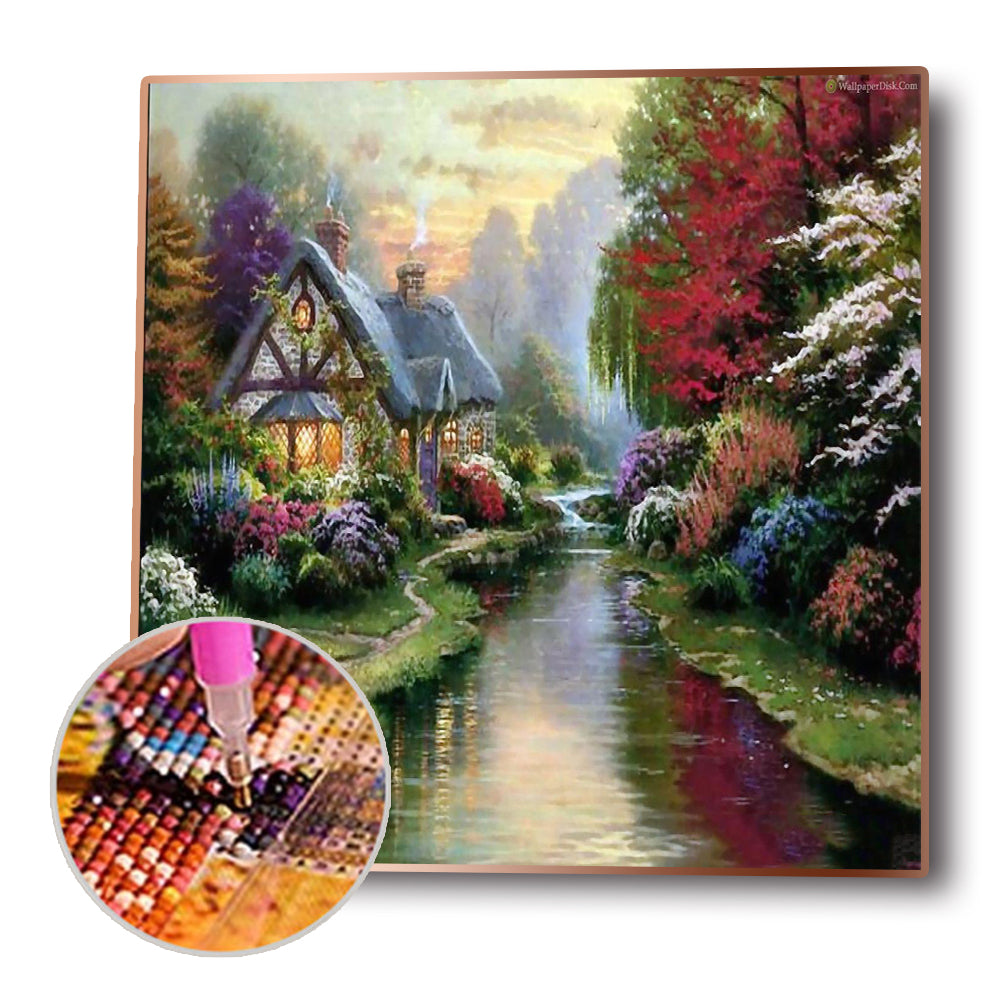 Forest House - Full Round Drill Diamond Painting 30*30CM