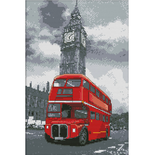 Bus - 14CT Stamped Cross Stitch 38*28CM