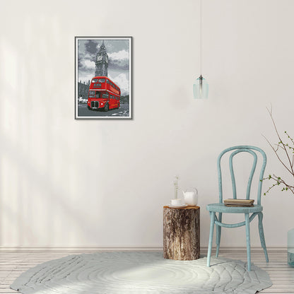 Bus - 14CT Stamped Cross Stitch 38*28CM