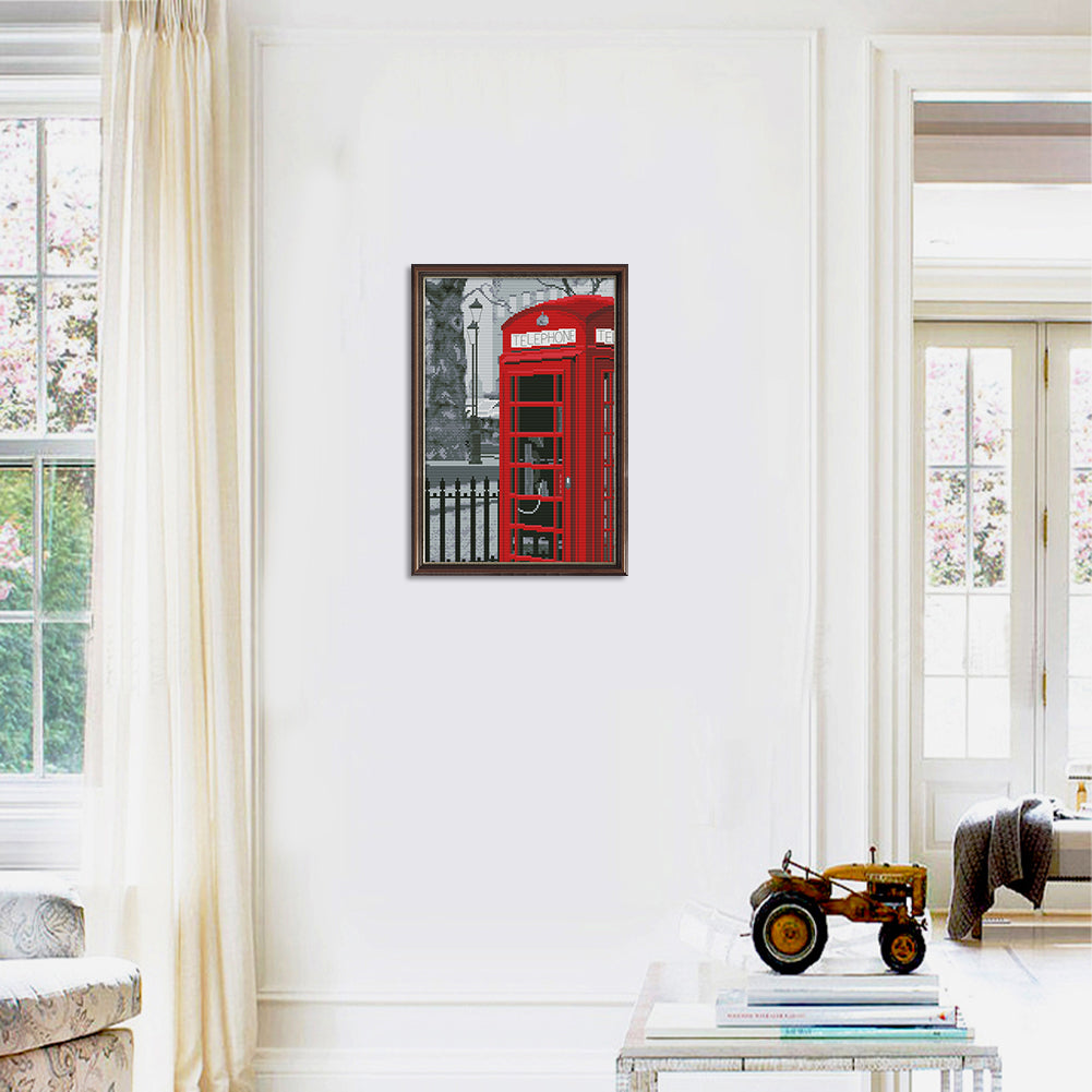 Telephone Booth - 14CT Stamped Cross Stitch 38*28CM