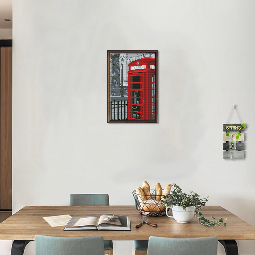 Telephone Booth - 14CT Stamped Cross Stitch 38*28CM