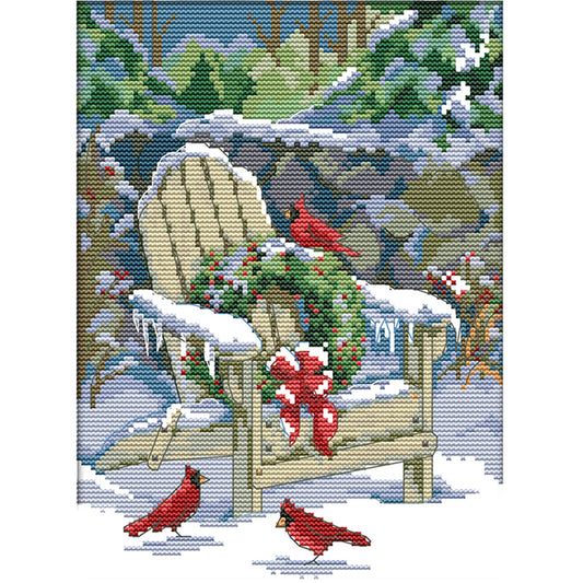 Christmas Snow View - 14CT Stamped Cross Stitch 21*30CM
