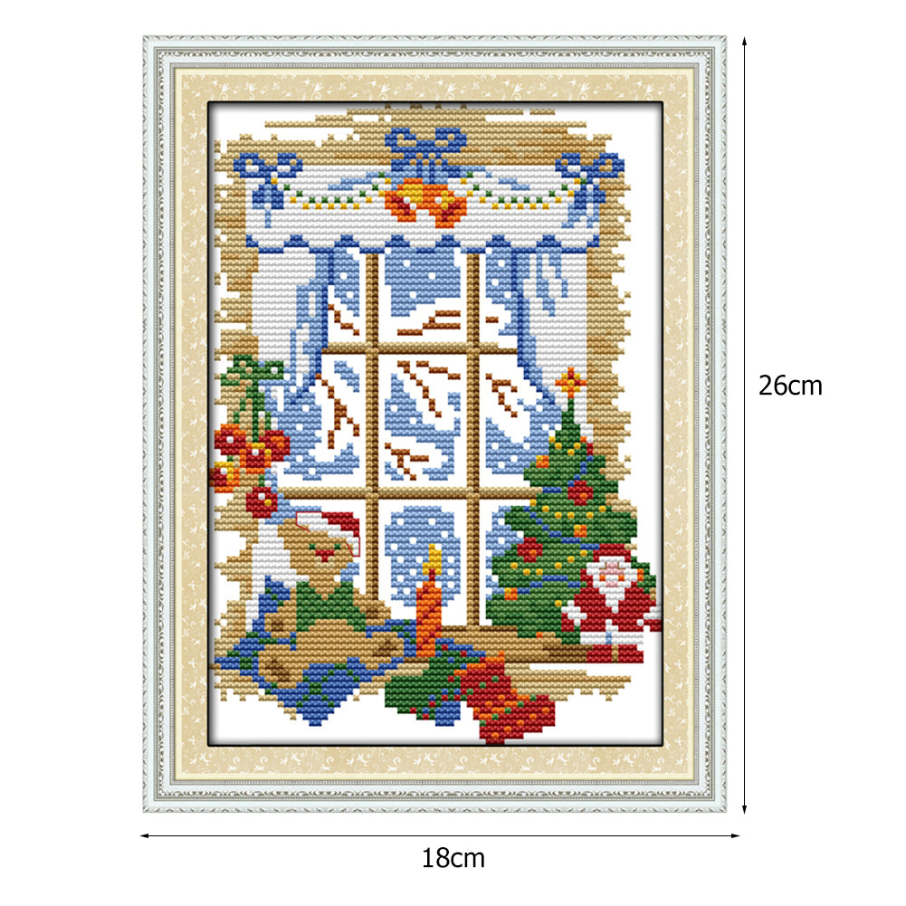 Christmas Window - 14CT Stamped Cross Stitch 18*26CM