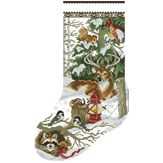 Jungle Xmas Socks - 14CT Stamped Cross Stitch 34*53CM