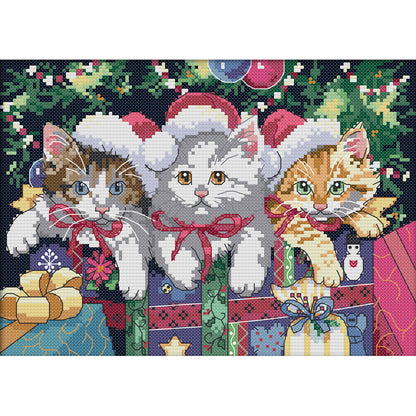 Christmas Cat - 14CT Stamped Cross Stitch 30*21CM