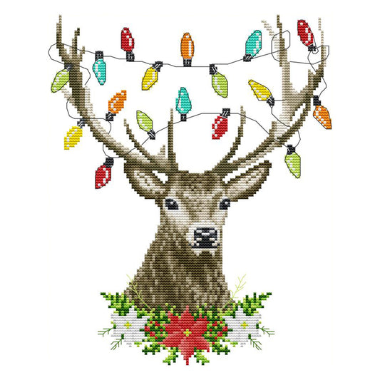 Xmas Antlers - 14CT Stamped Cross Stitch 27*32CM