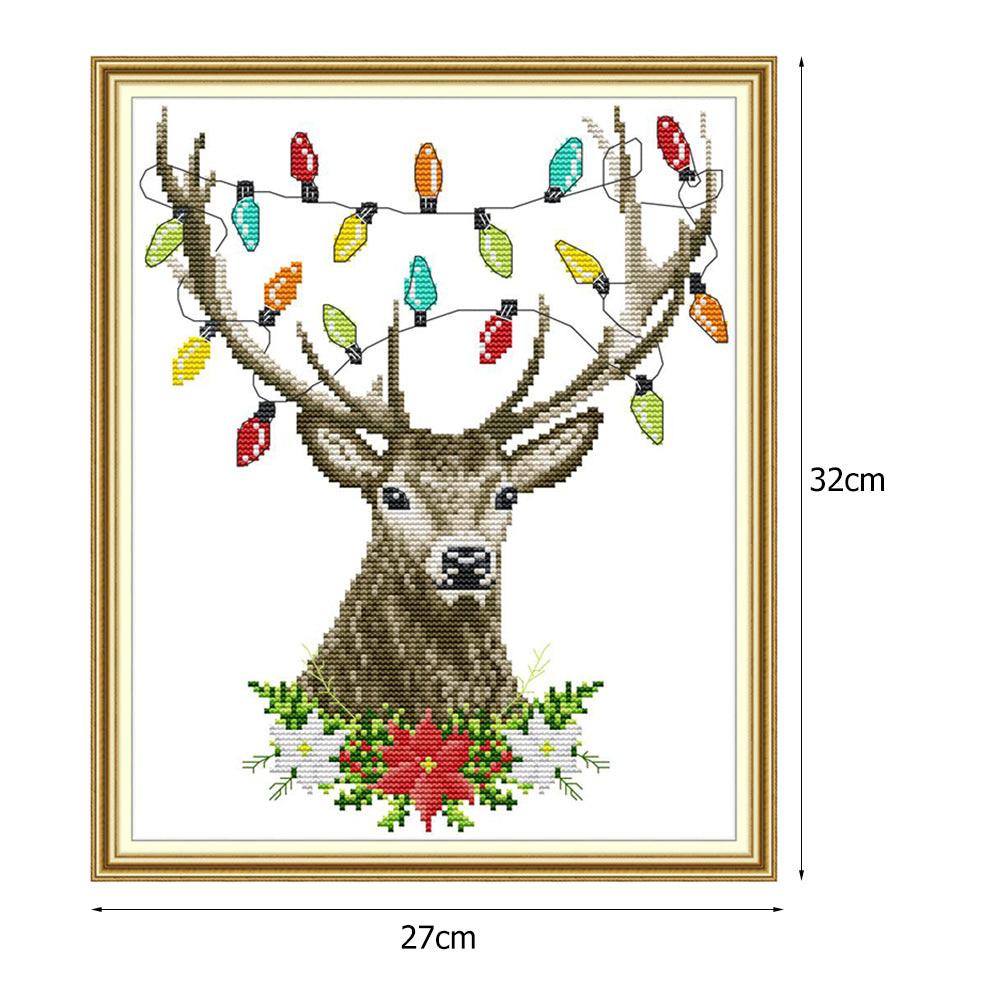 Xmas Antlers - 14CT Stamped Cross Stitch 27*32CM