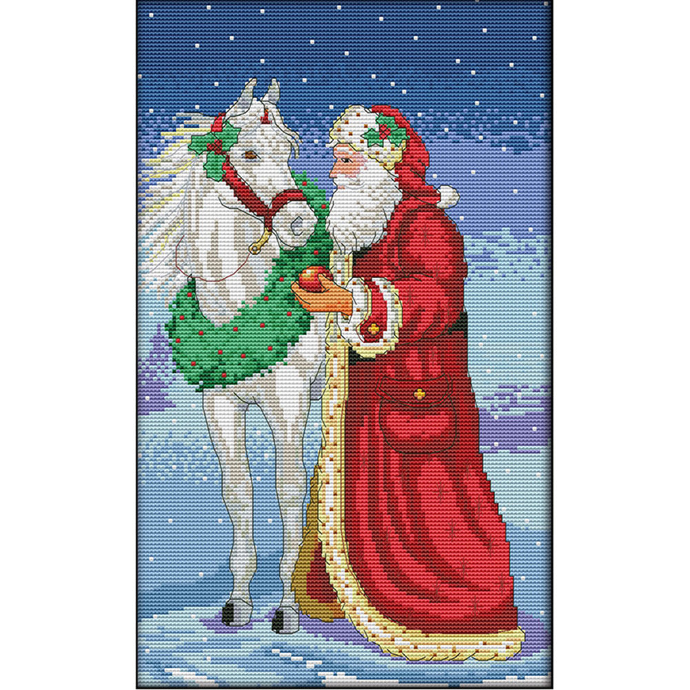 Santa Claus Horse - 14CT Stamped Cross Stitch 27*41CM