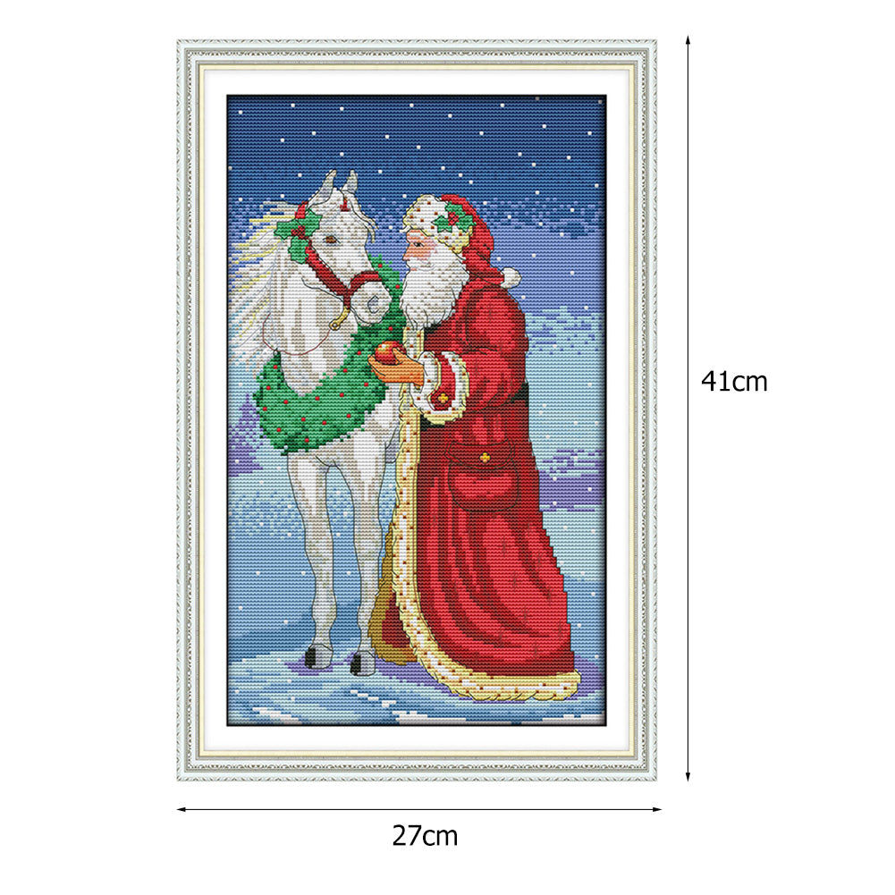 Santa Claus Horse - 14CT Stamped Cross Stitch 27*41CM
