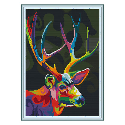 Colorful Deer - 14CT Stamped Cross Stitch 39*52CM