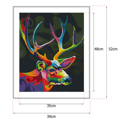 Colorful Deer - 14CT Stamped Cross Stitch 39*52CM