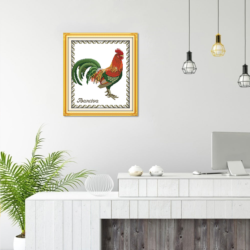 Rooster - 14CT Stamped Cross Stitch 37*33CM
