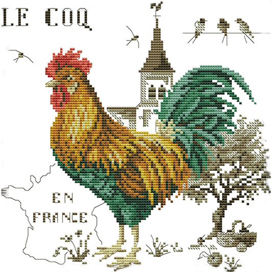 Rooster - 14CT Stamped Cross Stitch 28*28CM