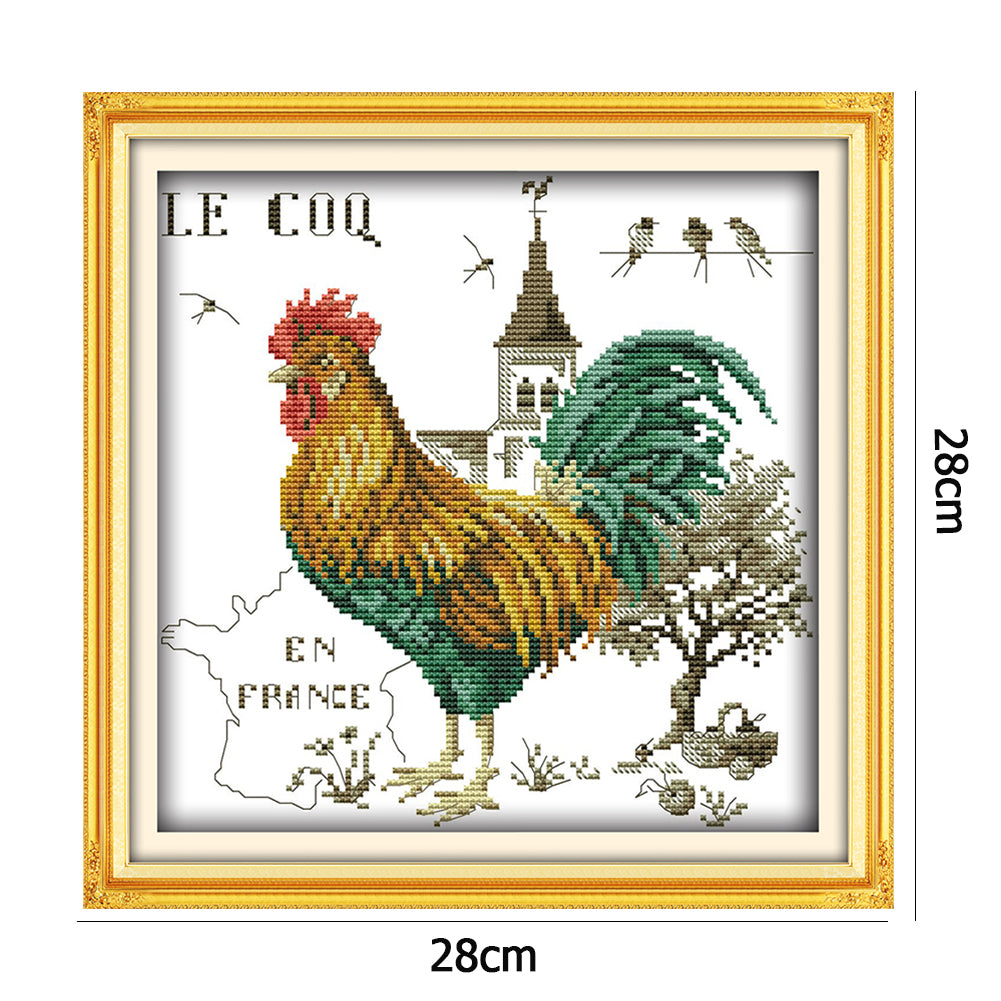 Rooster - 14CT Stamped Cross Stitch 28*28CM